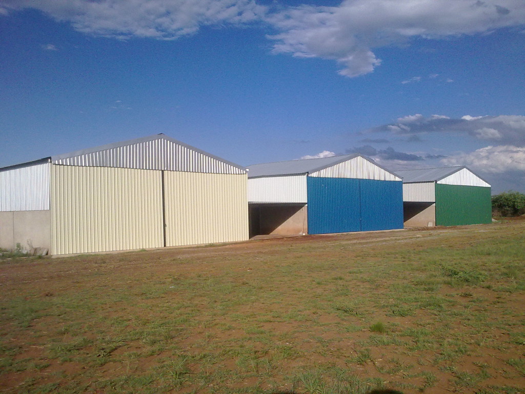 A row of private hangars at the estate