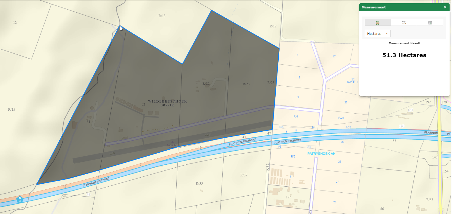 Cadastral site plan of the 51.3 hectare estate